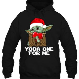 Yoda One For Me Baby Santa Hat Christmas Hoodie Shirt