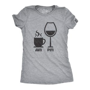 Womens AM Coffee PM Wine Tshirt Funny Drinking Tee 1