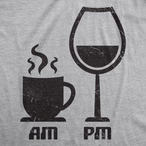 Womens AM Coffee PM Wine Tshirt Funny Drinking Tee 1 Womens AM Coffee PM Wine Tshirt Funny Drinking Tee 2