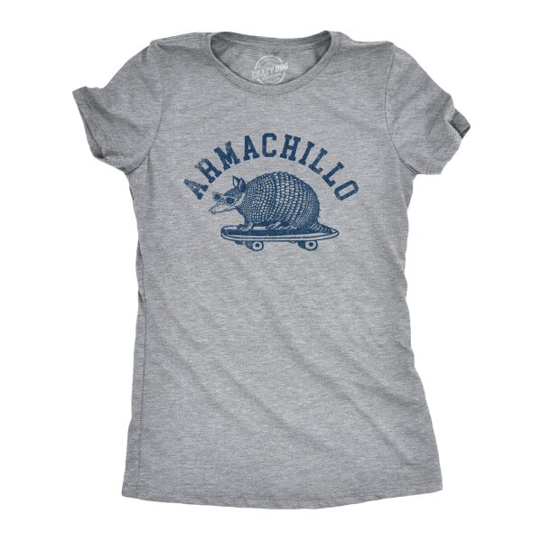 Womens Armachillo T Shirt Funny Cool Chilling Armadillo Joke Tee For Ladies