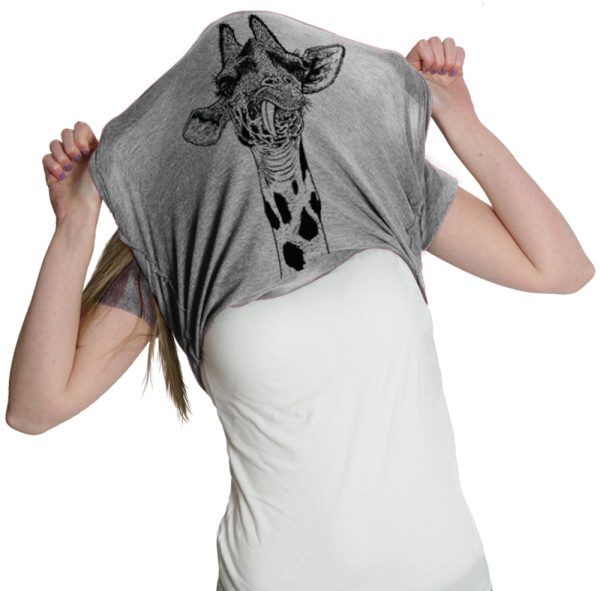 Women’s Ask Me About My Giraffe T Shirt Funny Costume Flip Up Shirt