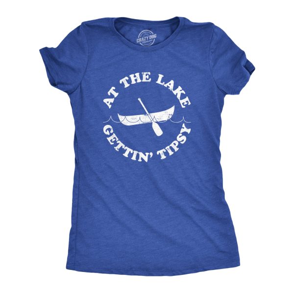 Womens At The Lake Gettin’ Tipsy Funny Shirts Hilarious Canoe Vintage Novelty T shirt