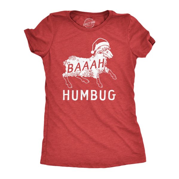 Womens Baaah Humbug T Shirt Funny Xmas Party Scrooge Sheep Tee For Ladies