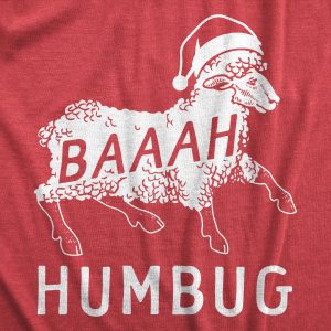 Womens Baaah Humbug T Shirt Funny Xmas Party Scrooge Sheep Tee For Ladies