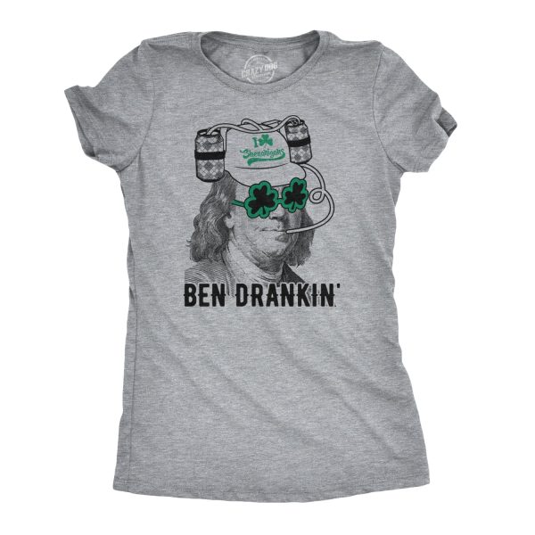 Womens Ben Drankin T Shirt Funny Saint Patricks Day Clover Beer Franklin Irish