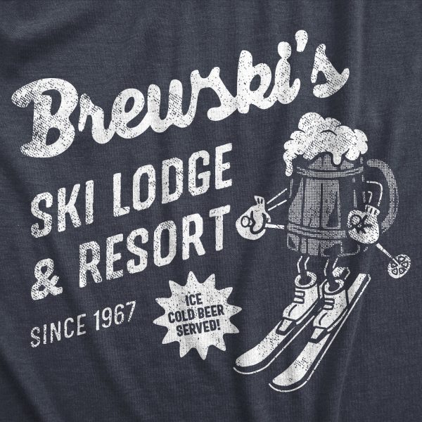 Womens Brewskis Ski Lodge And Resort T Shirt Funny Drinking Skiing Partying Tee For Ladies