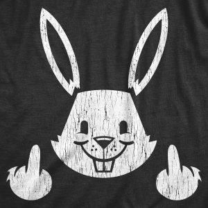 Womens Bunny Giving the Finger T shirt Funny Easter Graphic Cool Novelty Tee