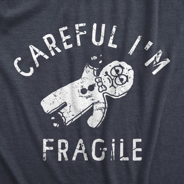 Womens Careful Im Fragile T Shirt Funny Xmas Gingerbread Cookie Joke Tee For Ladies