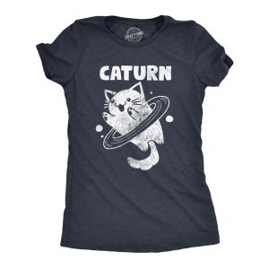 Womens Caturn T Shirt Funny Cute Saturn Kitten Planet Rings Outerspace Tee For Ladies 1