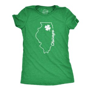 Womens Chicago Illinois Saint Patrick’s Tshirt Funny St. Paddy’s Day Parade Novelty Graphic Tee For Ladies Womens Chicago Illinois Saint Patrick’s Tshirt Funny St. Paddy’s Day Parade Novelty Graphic Tee For Ladies