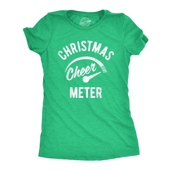 Womens Christmas Cheer Meter Tshirt Funny Holiday Xmas Party Graphic Tee