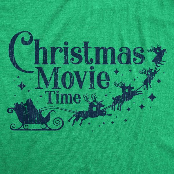 Womens Christmas Movie Time Tshirt Funny Holiday Tradition Santa Claus Graphic Novelty Tee