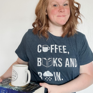 Womens Coffee Books And Rain T Shirt Funny Caffeine Reading Lovers Tee For Ladies 3