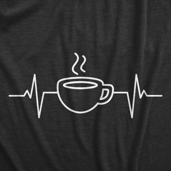 Womens Coffee Heart Beat T Shirt Funny Cool Caffeine Lovers Cup Tee For Ladies