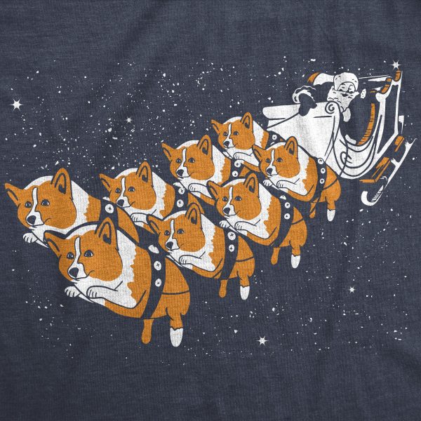 Womens Corgi Sleigh Tshirt Funny Christmas Santa Claus Dog Tee