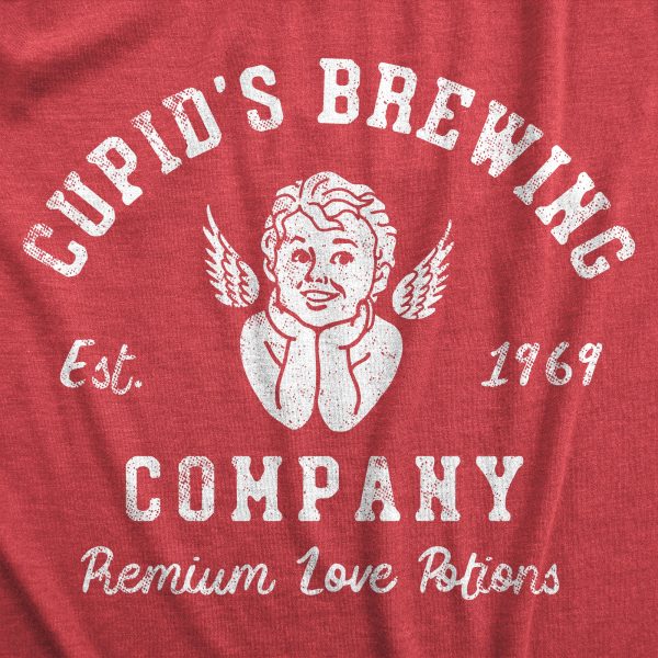 Womens Cupids Brewing Company T Shirt Funny Valentines Day Love Potions Tee For Ladies