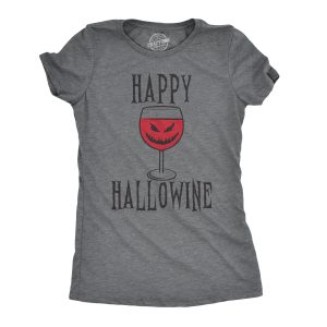 Happy Hallowine Funny Halloween Wine Glass Drinking Tshirt For Woman Happy Hallowine Funny Halloween Wine Glass Drinking Tshirt For Woman