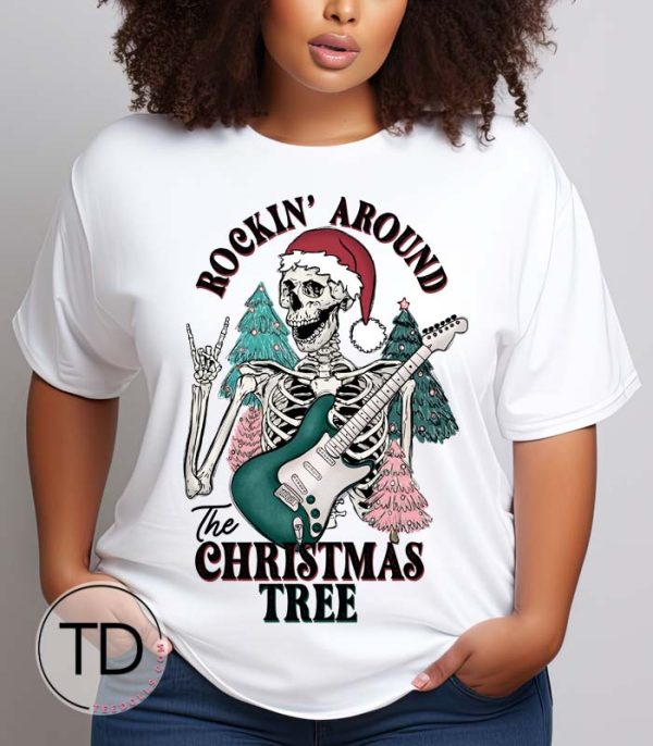 Rockin’ Around The Christmas Tree – Skeleton Christmas T-Shirt