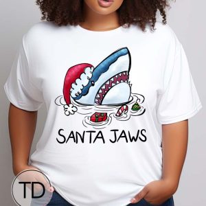 Santa Jaws – Funny Shark Christmas Tee Shirt