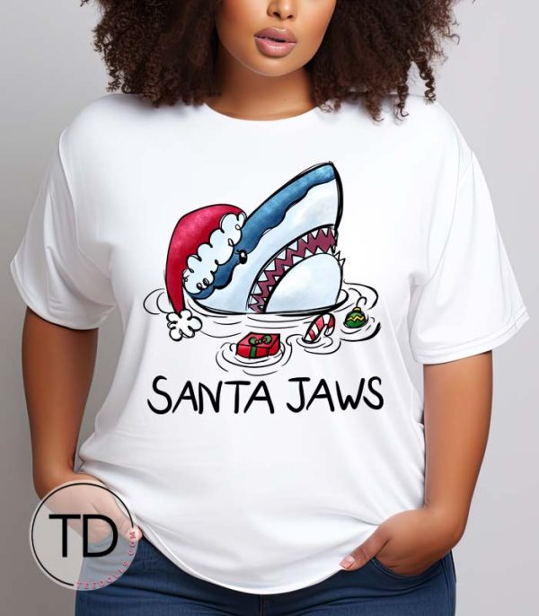 Santa Jaws – Funny Shark Christmas Tee Shirt