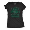 Womens A Little Irish A Lot Of Trouble Tshirt Funny Saint Patrick’s Day Parade Graphic Novelty Tee For Ladies