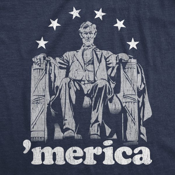 Womens Abe Lincoln ‘Merica tshirt Funny 4th of July USA Patriotic Graphic Novelty Tee