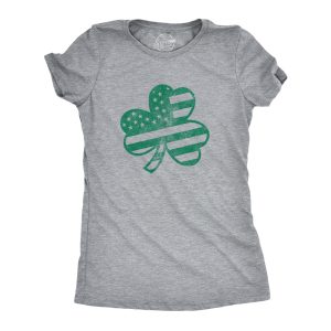 Womens American Shamrock Flag T Shirt USA Saint Patricks Day Clover Graphic Womens American Shamrock Flag T Shirt USA Saint Patricks Day Clover Graphic