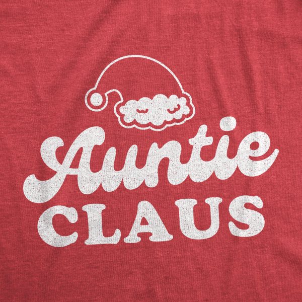 Womens Auntie Claus Tshirt Funny Family Christmas Party Novelty Holiday Tee