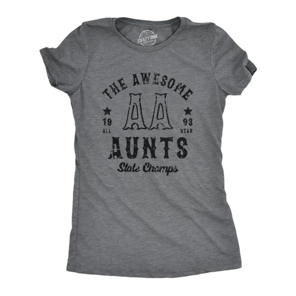 Womens Awesome Aunts State Champs T Shirt Funny Auntie Gift Championship Tee For Ladies