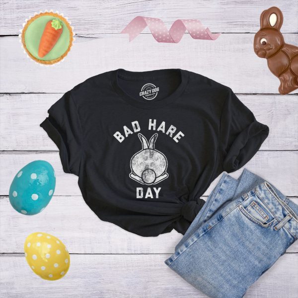 Womens Bad Hare Day Tshirt Funny Easter Bunny Butt Sarcastic Graphic Novelty Tee