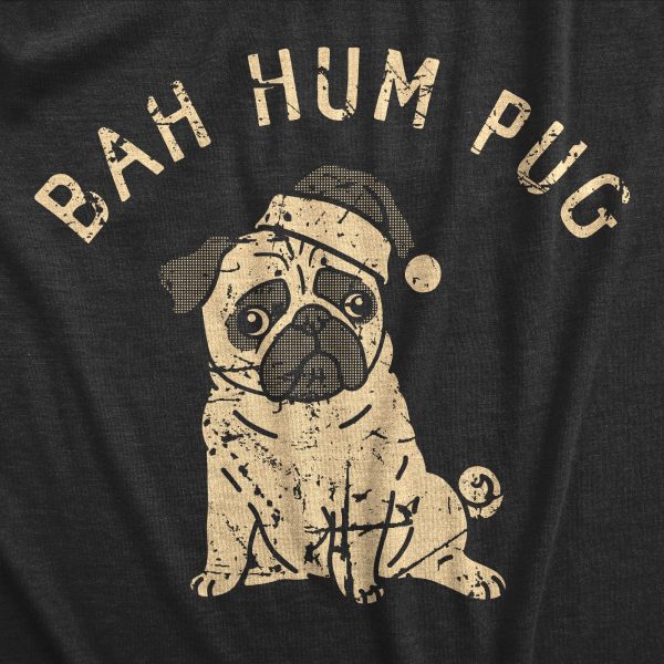 Womens Bah Hum Pug T Shirt Funny Xmas Party Scrooge Puppy Tee For Ladies