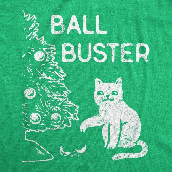 Womens Ball Buster Tshirt Funny Christmas Tree Cat Ornaments Graphic Tee