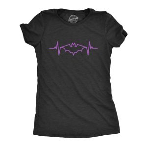 Womens Bat Heart Beat T Shirt Funny Cool Halloween Spooky Tee For Ladies Womens Bat Heart Beat T Shirt Funny Cool Halloween Spooky Tee For Ladies