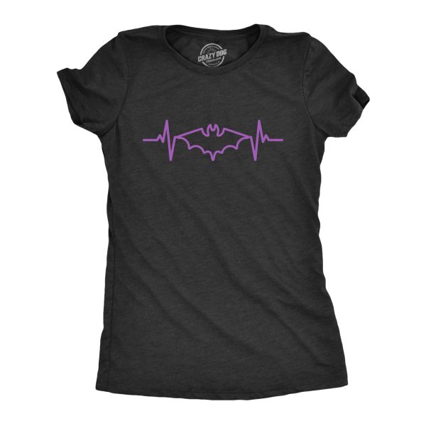 Womens Bat Heart Beat T Shirt Funny Cool Halloween Spooky Tee For Ladies