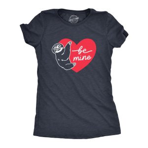Womens Be Mine Sloth T Shirt Cute Valetines Day Heart Graphic Tee For Ladies Womens Be Mine Sloth T Shirt Cute Valetines Day Heart Graphic Tee For Ladies