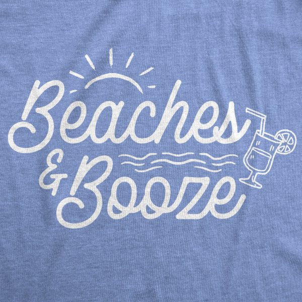 Womens Beaches And Booze Tshirt Funny Summer Drinking Tee For Ladies