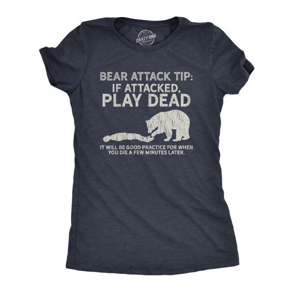 Womens Bear Attack Tip Tshirt Funny Camping Hiking Outdoor Adventure Sarcastic Tee