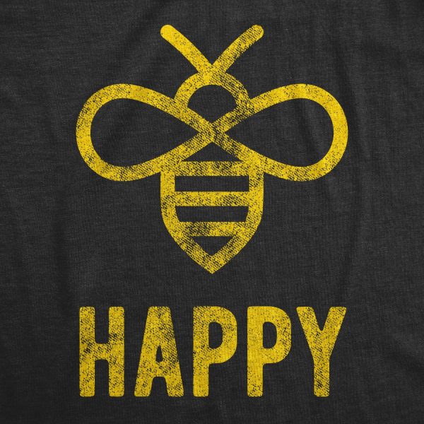 Womens Bee Happy T shirt Funny Vintage Graphic Honey Bumblebee Dad Joke Humor