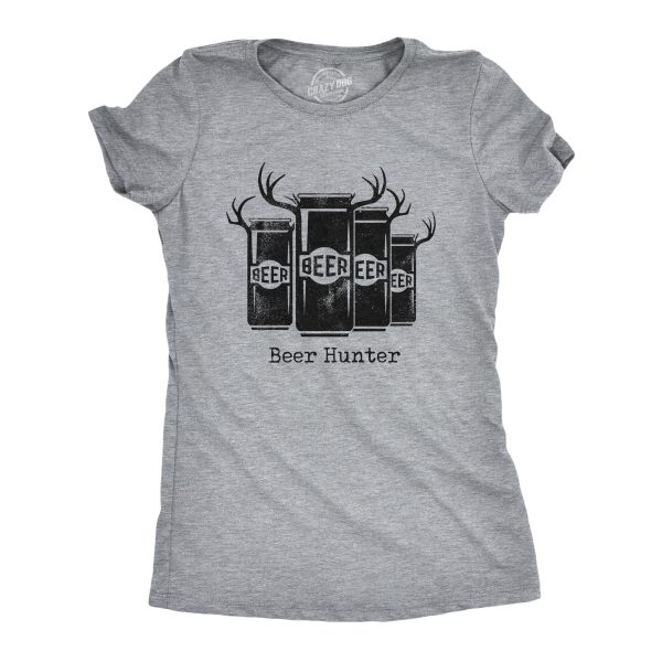 Womens Beer Hunter T Shirt Funny Sarcastic Drinking Deer Hunting Joke Novelty Tee For Ladies