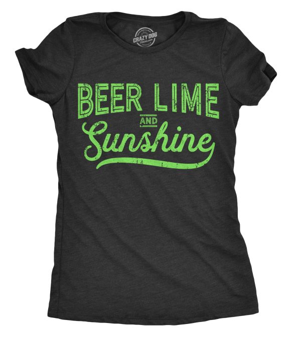 Womens Beer Lime And Sunshine Tshirt Funny Summer BBQ Tee For Ladies