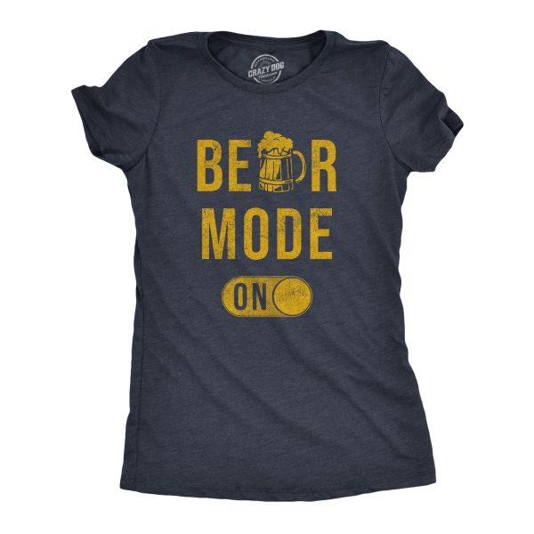 Womens Beer Mode On T Shirt Funny Drinking Partying Lager Ale Lovers Joke Tee For Ladies