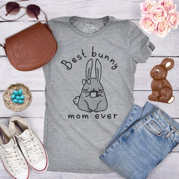 Womens Best Bunny Mom Ever T shirt Funny Funny Easter Sunday Graphic Novelty Tee