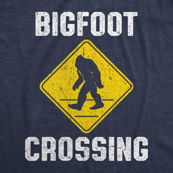 Womens Bigfoot Crossing T Shirt Funny Sasquatch Road Warning Sign Tee For Ladies