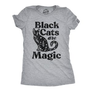 Womens Black Cats Are Magic T Shirt Cute Kitten Lovers Graphic Novelty Tee Halloween Top 1