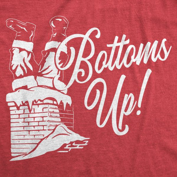 Womens Bottoms Up Tshirt Funny Christmas Santa Claus Chimney Graphic Novelty Tee