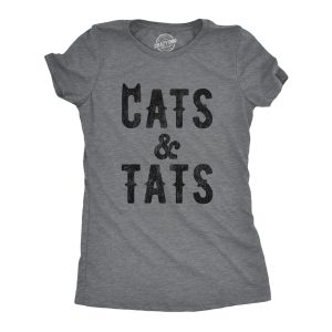 Womens Cats And Tats T shirt Funny Tatoo Graphic Cat Dad Saying Hilarious Womens Cats And Tats T shirt Funny Tatoo Graphic Cat Dad Saying Hilarious