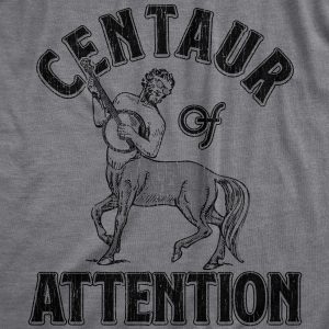 Womens Centaur Of Attention T Shirt Funny Half Man Horse Word Play Joke Tee For Ladies
