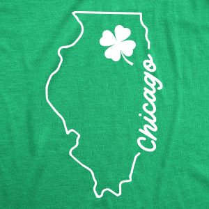 Womens Chicago Illinois Saint Patrick’s Tshirt Funny St. Paddy’s Day Parade Novelty Graphic Tee For Ladies