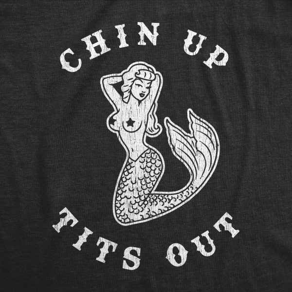 Womens Chin Up Tits Out Tshirt Funny Mermaid Tattoo Boobs Motivational Graphic Novelty Tee