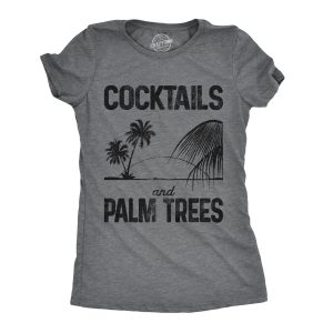 Womens Cocktails And Palm Trees Tshirt Cute Summer Vacation Tee For Ladies Womens Cocktails And Palm Trees Tshirt Cute Summer Vacation Tee For Ladies